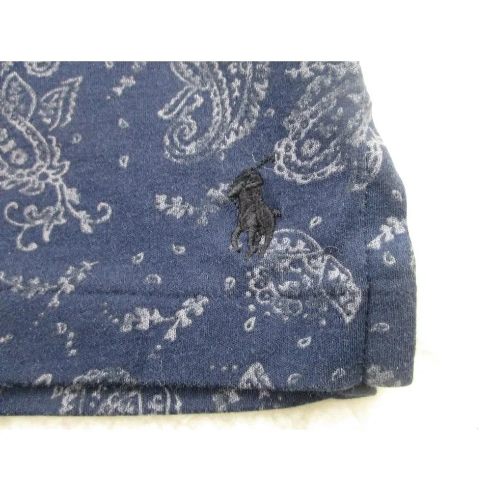 Ralph Lauren Polo Shirt Mens L Classic Fit Blue‎ Paisley AOP Short Sleeve Golf